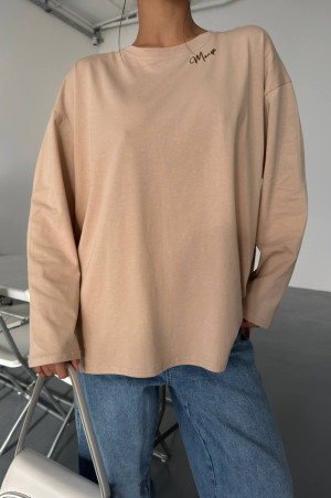 Лонгслів unisex з вишивкою бежевий 